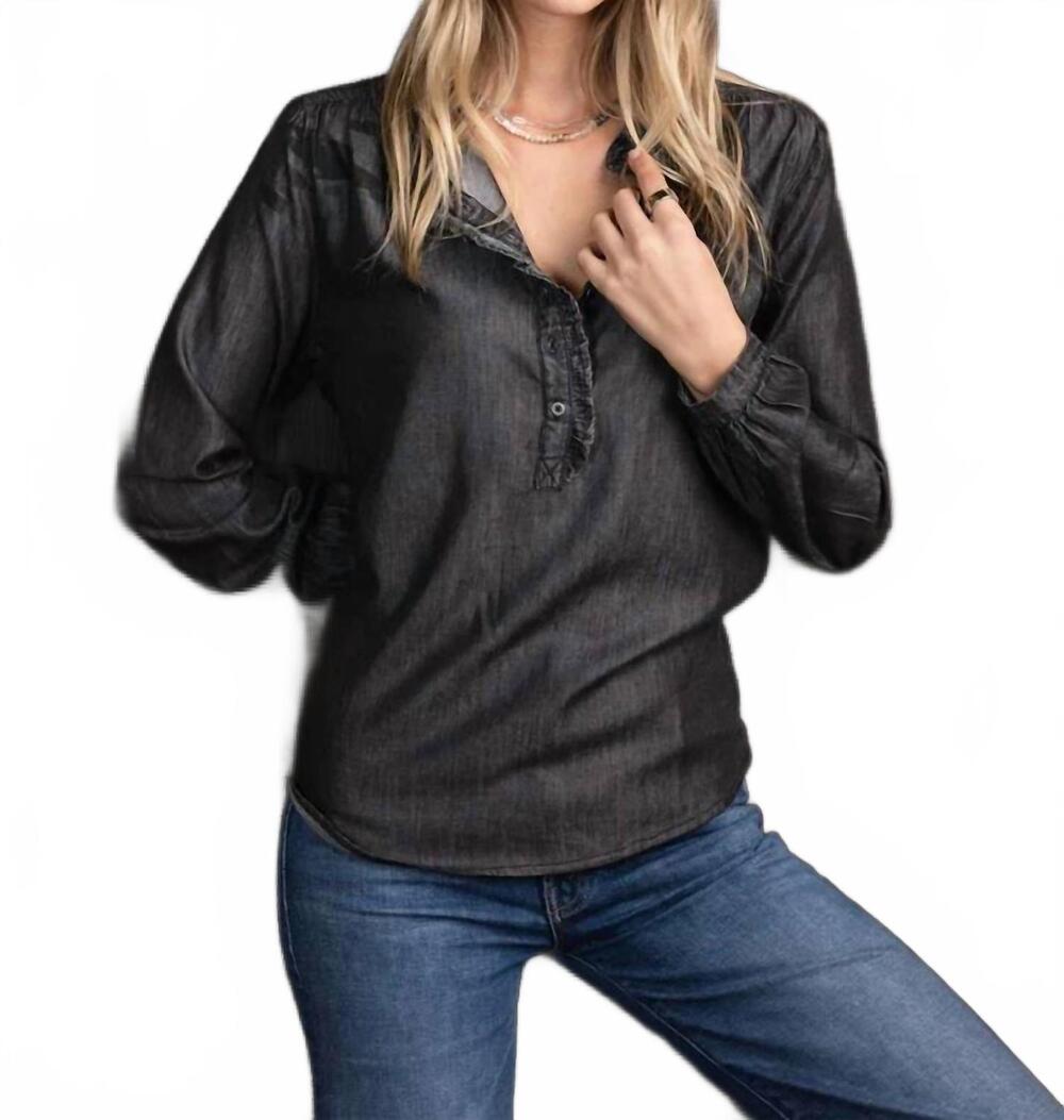NEW DYLAN ruffle up blouse in soft black